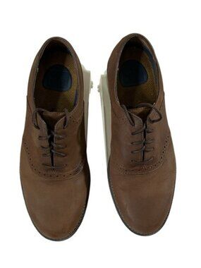 Dockers Mens Size 10M Brown Casual Dress Saddle Shoes Leather Lace Up Oxfords